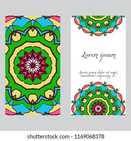 The front and rear side. mandala design elements. Wedding invitation, thank you card, save card, baby shower. Vector illustration