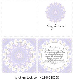 The front and rear side. mandala design elements. Invite templates . Wedding invitation, thank you card, save card, baby shower. Vector illustration.