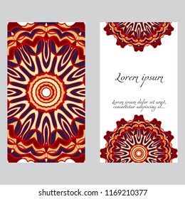 The front and rear side. mandala design elements. Wedding invitation, thank you card, save card, baby shower. Vector illustration