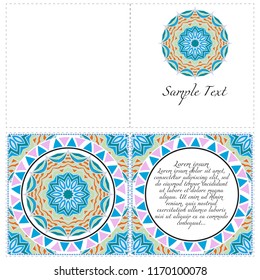 The front and rear side. mandala design elements. Invite templates . Wedding invitation, thank you card, save card, baby shower. Vector illustration.