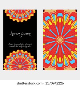 The front and rear side. mandala design elements. Wedding invitation, thank you card, save card, baby shower. Vector illustration