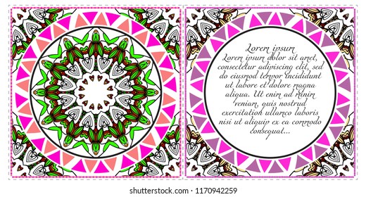 The front and rear side. mandala design elements. Wedding invitation, thank you card, save card, baby shower. Vector illustration.