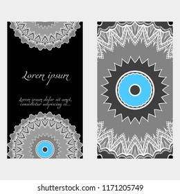 The front and rear side. mandala design elements. Wedding invitation, thank you card, save card, baby shower. Vector illustration
