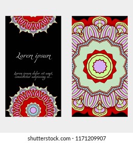 The front and rear side. mandala design elements. Wedding invitation, thank you card, save card, baby shower. Vector illustration.