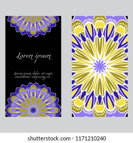 The front and rear side. mandala design elements. Wedding invitation, thank you card, save card, baby shower. Vector illustration.