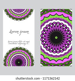 The front and rear side. mandala design elements. Wedding invitation, thank you card, save card, baby shower. Vector illustration