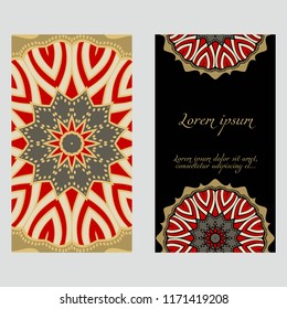 The front and rear side. mandala design elements. Wedding invitation, thank you card, save card, baby shower. Vector illustration.