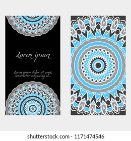 The front and rear side. mandala design elements. Wedding invitation, thank you card, save card, baby shower. Vector illustration