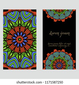 The front and rear side. mandala design elements. Wedding invitation, thank you card, save card, baby shower. Vector illustration.