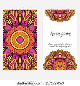 The front and rear side. mandala design elements. Wedding invitation, thank you card, save card, baby shower. Vector illustration.