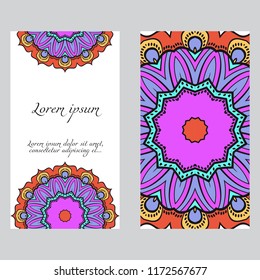 The front and rear side. mandala design elements. Wedding invitation, thank you card, save card, baby shower. Vector illustration