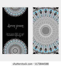 The front and rear side. mandala design elements. Wedding invitation, thank you card, save card, baby shower. Vector illustration.