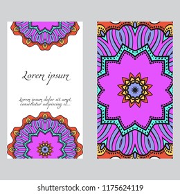 The front and rear side. mandala design elements. Wedding invitation, thank you card, save card, baby shower. Vector illustration