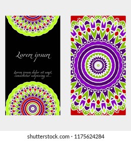 The front and rear side. mandala design elements. Wedding invitation, thank you card, save card, baby shower. Vector illustration