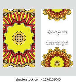 The front and rear side. mandala design elements. Wedding invitation, thank you card, save card, baby shower. Vector illustration.