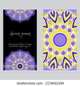 The front and rear side. mandala design elements. Wedding invitation, thank you card, save card, baby shower. Vector illustration