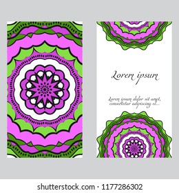 The front and rear side. mandala design elements. Wedding invitation, thank you card, save card, baby shower. Vector illustration.