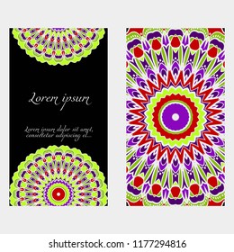 The front and rear side. mandala design elements. Wedding invitation, thank you card, save card, baby shower. Vector illustration.