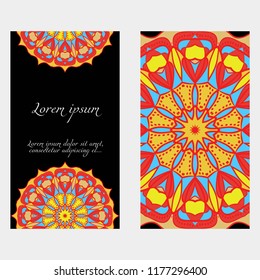 The front and rear side. mandala design elements. Wedding invitation, thank you card, save card, baby shower. Vector illustration