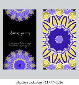 The front and rear side. mandala design elements. Wedding invitation, thank you card, save card, baby shower. Vector illustration