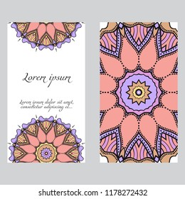 The front and rear side. mandala design elements. Wedding invitation, thank you card, save card, baby shower. Vector illustration