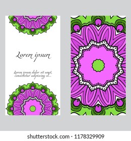 The front and rear side. mandala design elements. Wedding invitation, thank you card, save card, baby shower. Vector illustration.