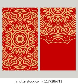 The front and rear side. mandala design elements. Wedding invitation, thank you card, save card, baby shower. Vector illustration.