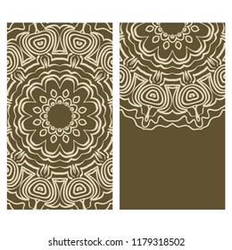 The front and rear side. mandala design elements. Wedding invitation, thank you card, save card, baby shower. Vector illustration.