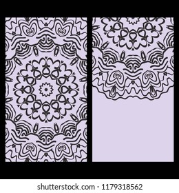 The front and rear side. mandala design elements. Wedding invitation, thank you card, save card, baby shower. Vector illustration.