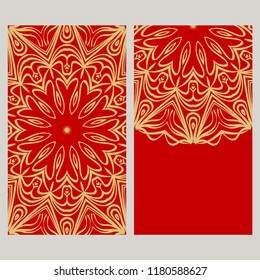 The front and rear side. mandala design elements. Wedding invitation, thank you card, save card, baby shower. Vector illustration.