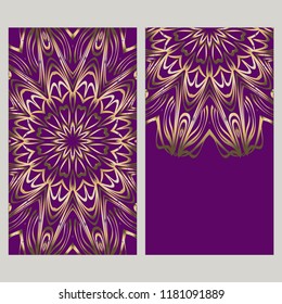 The front and rear side. mandala design elements. Wedding invitation, thank you card, save card, baby shower. Vector illustration.