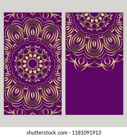The front and rear side. mandala design elements. Wedding invitation, thank you card, save card, baby shower. Vector illustration.