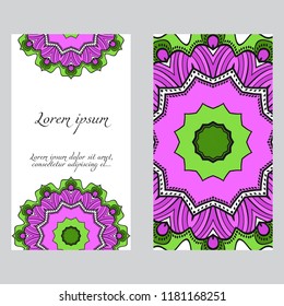 The front and rear side. mandala design elements. Wedding invitation, thank you card, save card, baby shower. Vector illustration.