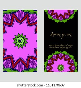 The front and rear side. mandala design elements. Wedding invitation, thank you card, save card, baby shower. Vector illustration.