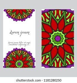 The front and rear side. mandala design elements. Wedding invitation, thank you card, save card, baby shower. Vector illustration