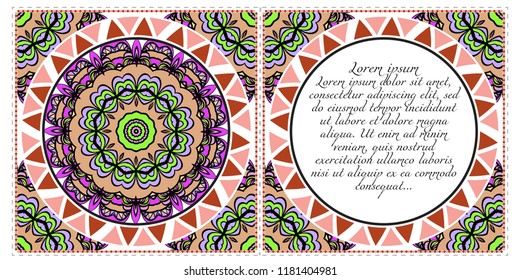 The front and rear side. mandala design elements. Wedding invitation, thank you card, save card, baby shower. Vector illustration.