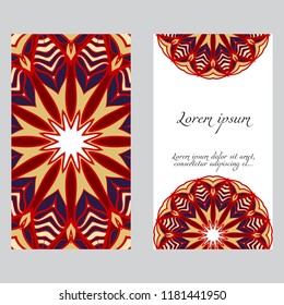 The front and rear side. mandala design elements. Wedding invitation, thank you card, save card, baby shower. Vector illustration