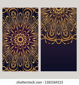 The front and rear side. mandala design elements. Wedding invitation, thank you card, save card, baby shower. Vector illustration.