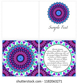 The front and rear side. mandala design elements. Wedding invitation, thank you card, save card, baby shower. Vector illustration.