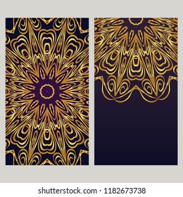 The front and rear side. mandala design elements. Wedding invitation, thank you card, save card, baby shower. Vector illustration.