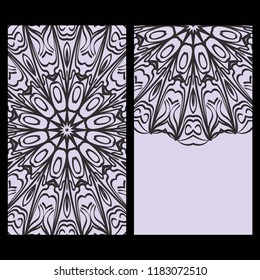The front and rear side. mandala design elements. Wedding invitation, thank you card, save card, baby shower. Vector illustration.