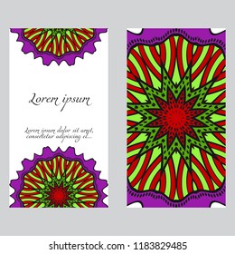 The front and rear side. mandala design elements. Wedding invitation, thank you card, save card, baby shower. Vector illustration