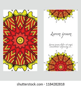 The front and rear side. mandala design elements. Wedding invitation, thank you card, save card, baby shower. Vector illustration.