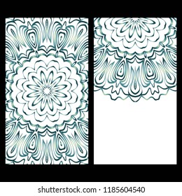 The front and rear side. mandala design elements. Wedding invitation, thank you card, save card, baby shower. Vector illustration.