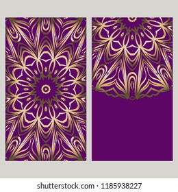 The front and rear side. mandala design elements. Wedding invitation, thank you card, save card, baby shower. Vector illustration.