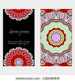 The front and rear side. mandala design elements. Wedding invitation, thank you card, save card, baby shower. Vector illustration