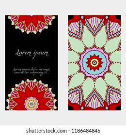 The front and rear side. mandala design elements. Wedding invitation, thank you card, save card, baby shower. Vector illustration.