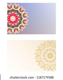 The front and rear side. mandala design elements. Wedding invitation, thank you card, save card, baby shower. Vector illustration