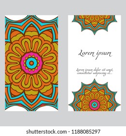 The front and rear side. mandala design elements. Wedding invitation, thank you card, save card, baby shower. Vector illustration