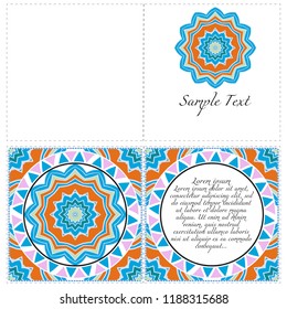 The front and rear side. mandala design elements. Invite templates . Wedding invitation, thank you card, save card, baby shower. Vector illustration.